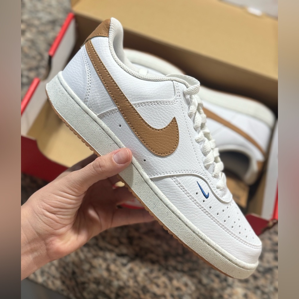 Nike Court Low Vision White and Tan Shoes Size 9.5 in Women’s